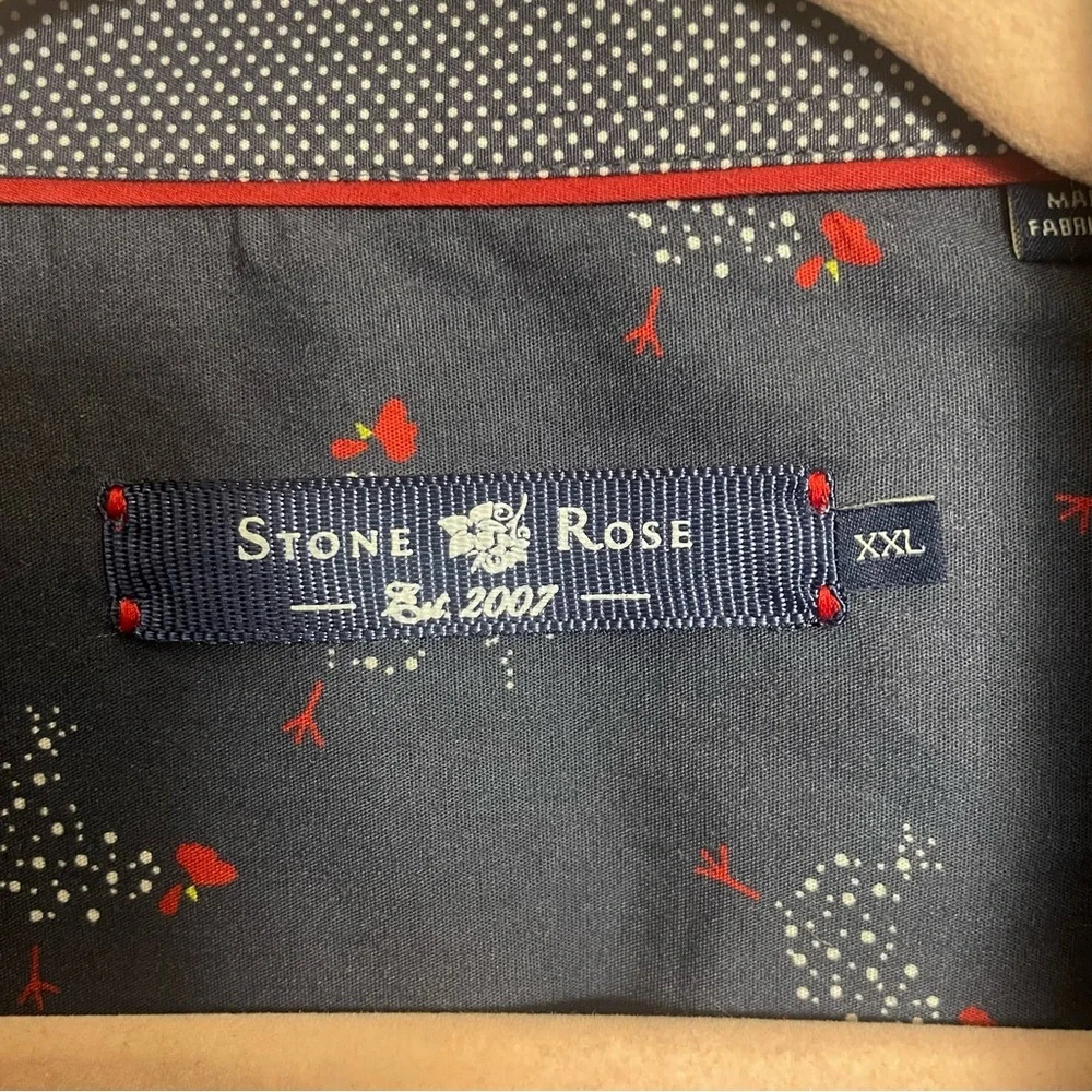 STONE ROSE Long Sleeve Button Front Rooster Chicken Print Shirt